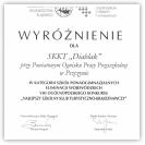 (3/14): Wyrnienie PTTK dla Szkolnego Klubu Krajoznawczo - Turystycznego DIABLAK przy Powiatowym Ognisku Pracy Pozaszkolnej w Pszczynie za wyrnienie w VIII edycji konkursu na Najlepszy Szkolny Klub Krajoznawczo - Turystyczny w kategorii szk ponadgimnazjalnych 15 kwietnia 2011r. (podsumowanie wojewdzkie)