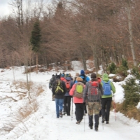 (130/138): Wycieczka g�rska w Beskid Ma�y 09.01.2015r. odPrze�. Kocierskiej przez Potr�jn�, Leskowiec, Gro� Jana Paw�a II do Rzyk Jag�dek